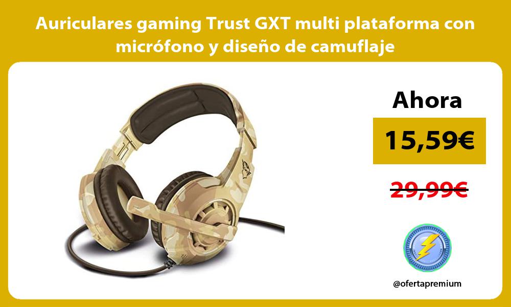 Auriculares gaming Trust GXT multi plataforma con micrófono y diseño de camuflaje