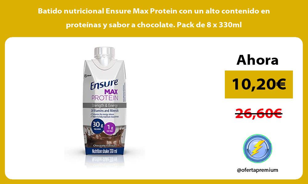 Batido nutricional Ensure Max Protein con un alto contenido en proteínas y sabor a chocolate Pack de 8 x 330ml