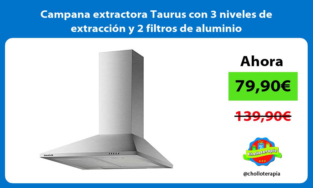 Campana extractora Taurus con 3 niveles de extracción y 2 filtros de aluminio