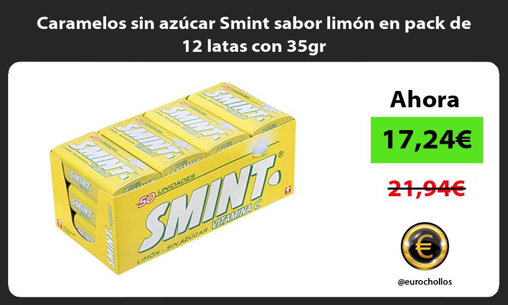 Caramelos sin azúcar Smint sabor limón en pack de 12 latas con 35gr