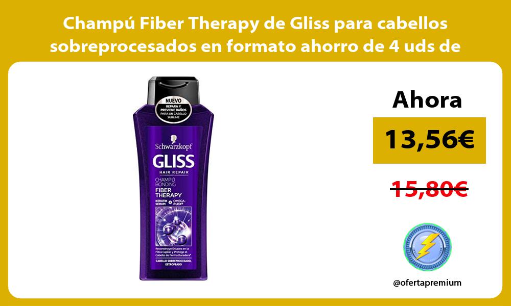Champú Fiber Therapy de Gliss para cabellos sobreprocesados en formato ahorro de 4 uds de 400ml
