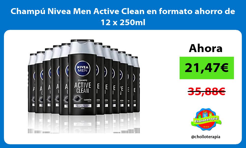 Champú Nivea Men Active Clean en formato ahorro de 12 x 250ml