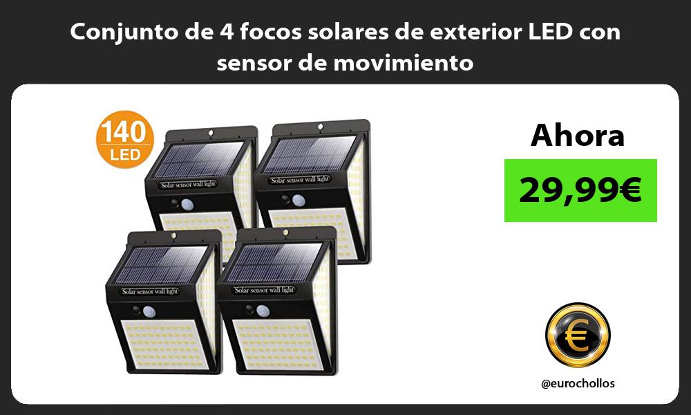 Conjunto de 4 focos solares de exterior LED con sensor de movimiento