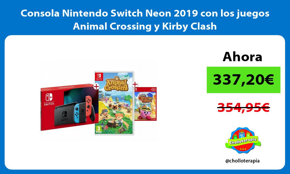 Consola Nintendo Switch Neon 2019 con los juegos Animal Crossing y Kirby Clash