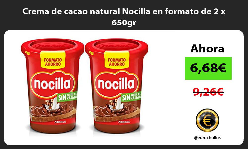 Crema de cacao natural Nocilla en formato de 2 x 650gr
