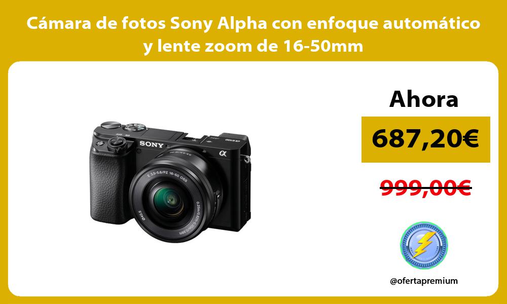 Cámara de fotos Sony Alpha con enfoque automático y lente zoom de 16 50mm