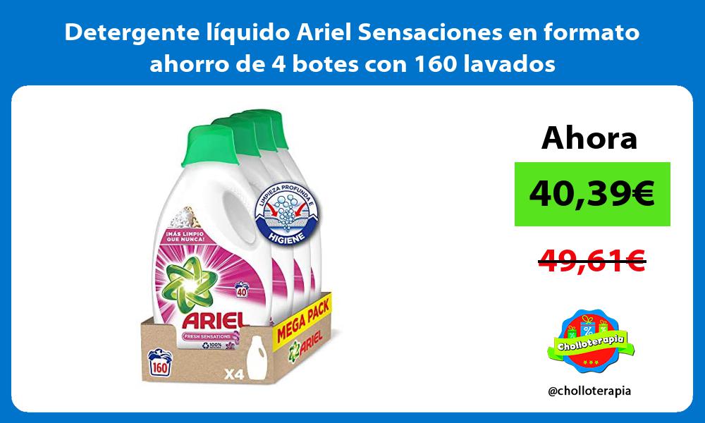 Detergente líquido Ariel Sensaciones en formato ahorro de 4 botes con 160 lavados