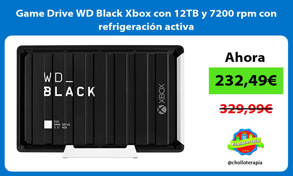 Game Drive WD Black Xbox con 12TB y 7200 rpm con refrigeración activa