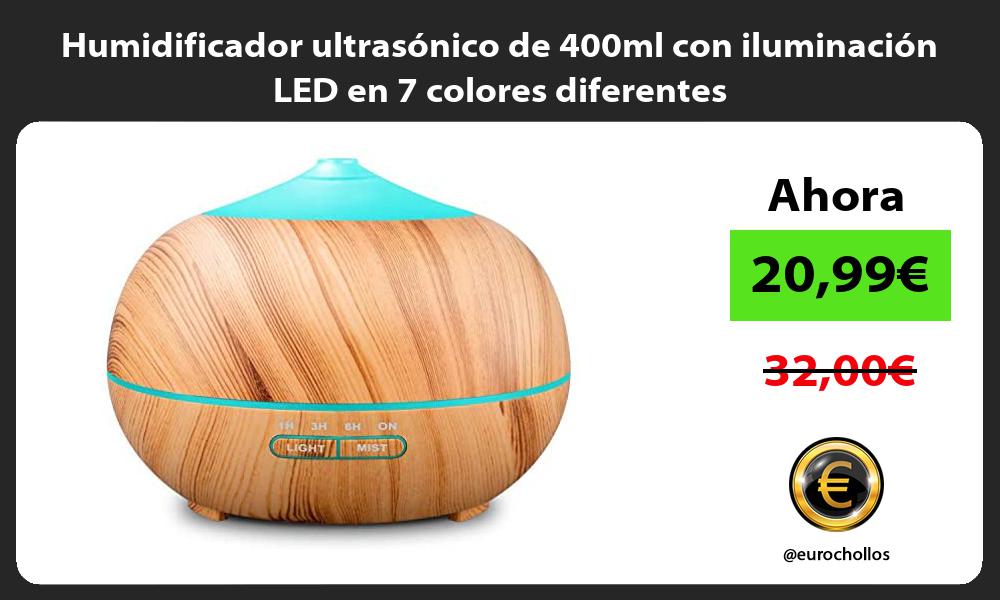 Humidificador ultrasónico de 400ml con iluminación LED en 7 colores diferentes