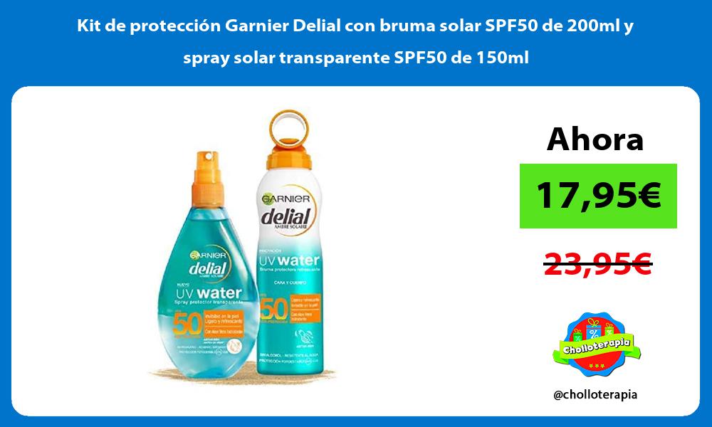 Kit de protección Garnier Delial con bruma solar SPF50 de 200ml y spray solar transparente SPF50 de 150ml