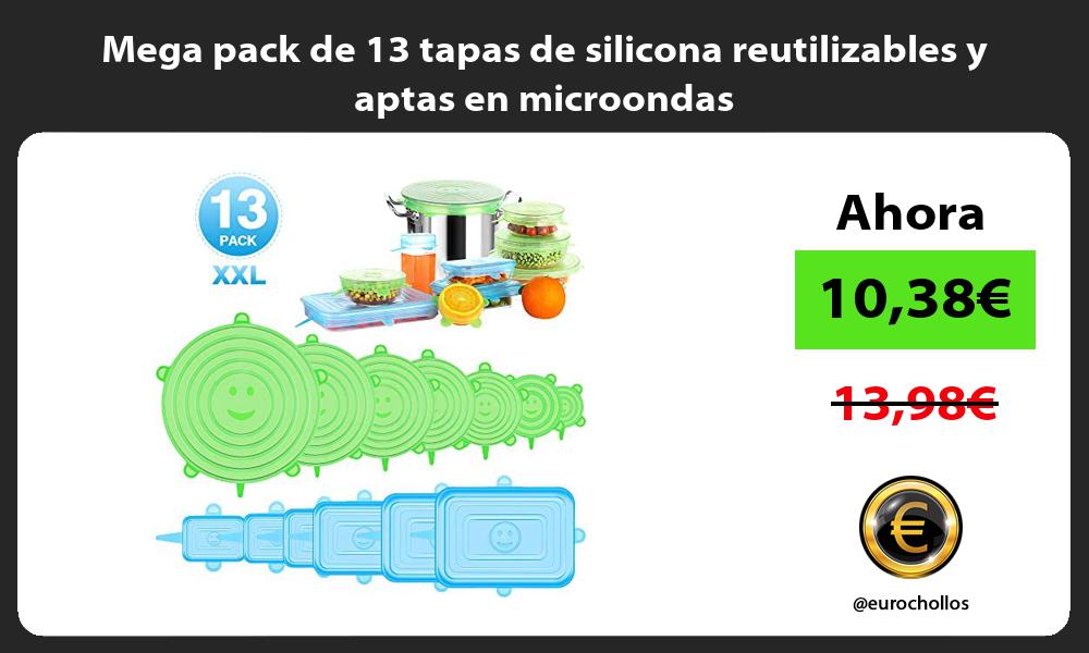 Mega pack de 13 tapas de silicona reutilizables y aptas en microondas