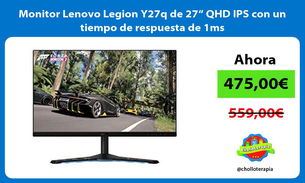 Monitor Lenovo Legion Y27q de 27“ QHD IPS con un tiempo de respuesta de 1ms