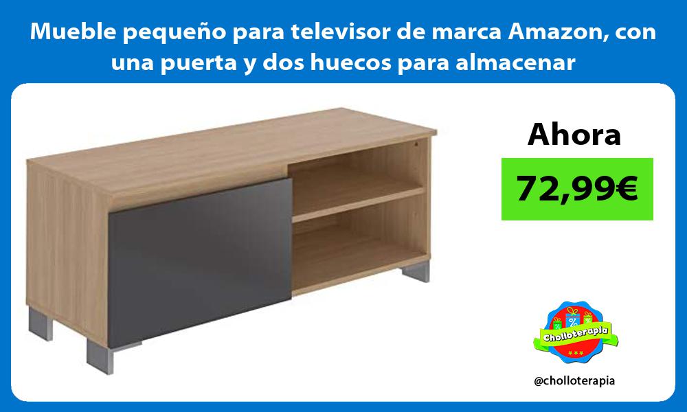 Mueble pequeño para televisor de marca Amazon con una puerta y dos huecos para almacenar