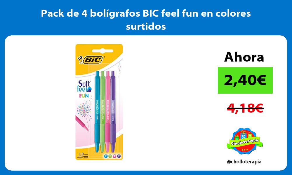 Pack de 4 bolígrafos BIC feel fun en colores surtidos
