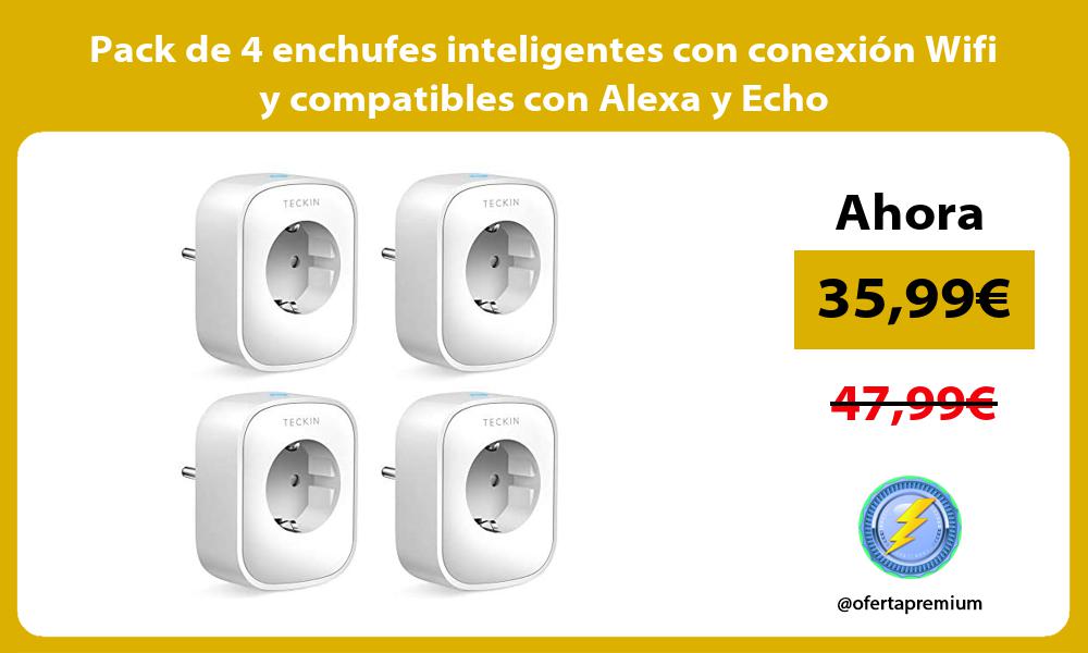 Pack de 4 enchufes inteligentes con conexión Wifi y compatibles con Alexa y Echo