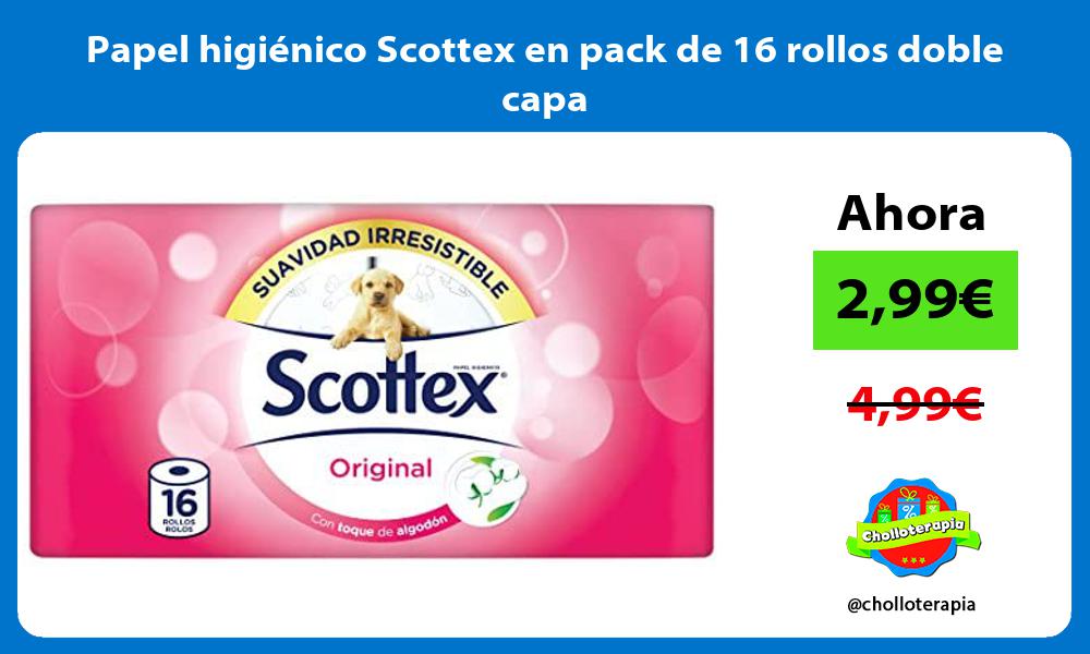 Papel higiénico Scottex en pack de 16 rollos doble capa
