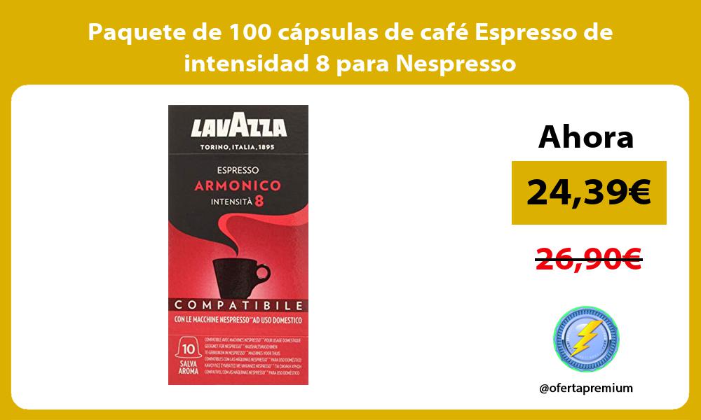 Paquete de 100 cápsulas de café Espresso de intensidad 8 para Nespresso