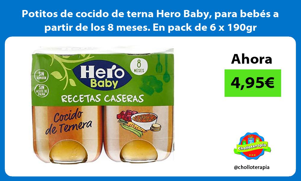Potitos de cocido de terna Hero Baby para bebés a partir de los 8 meses En pack de 6 x 190gr