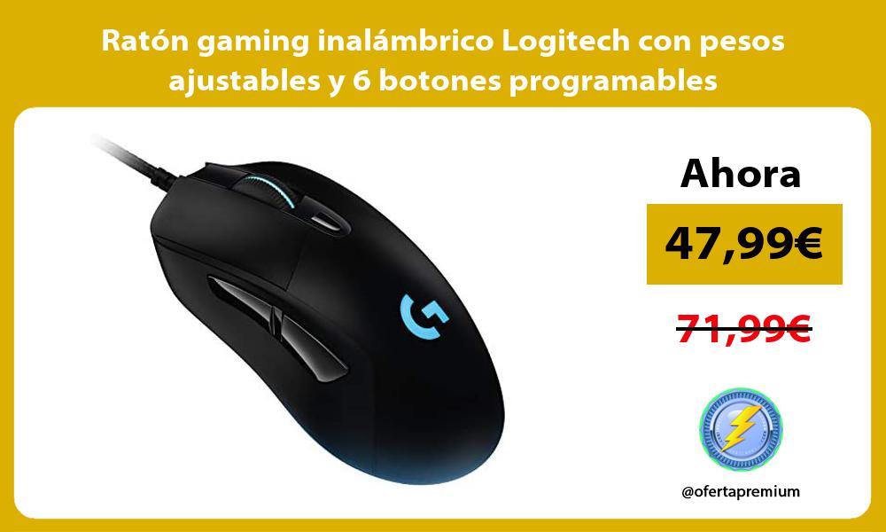 Ratón gaming inalámbrico Logitech con pesos ajustables y 6 botones programables