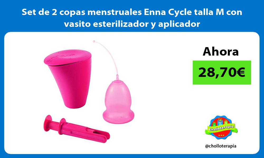 Set de 2 copas menstruales Enna Cycle talla M con vasito esterilizador y aplicador