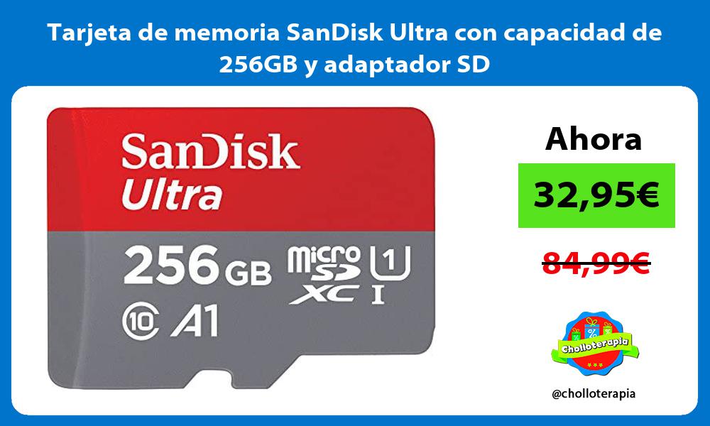 Tarjeta de memoria SanDisk Ultra con capacidad de 256GB y adaptador SD