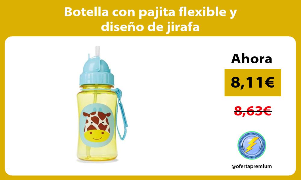 Botella con pajita flexible y diseño de jirafa