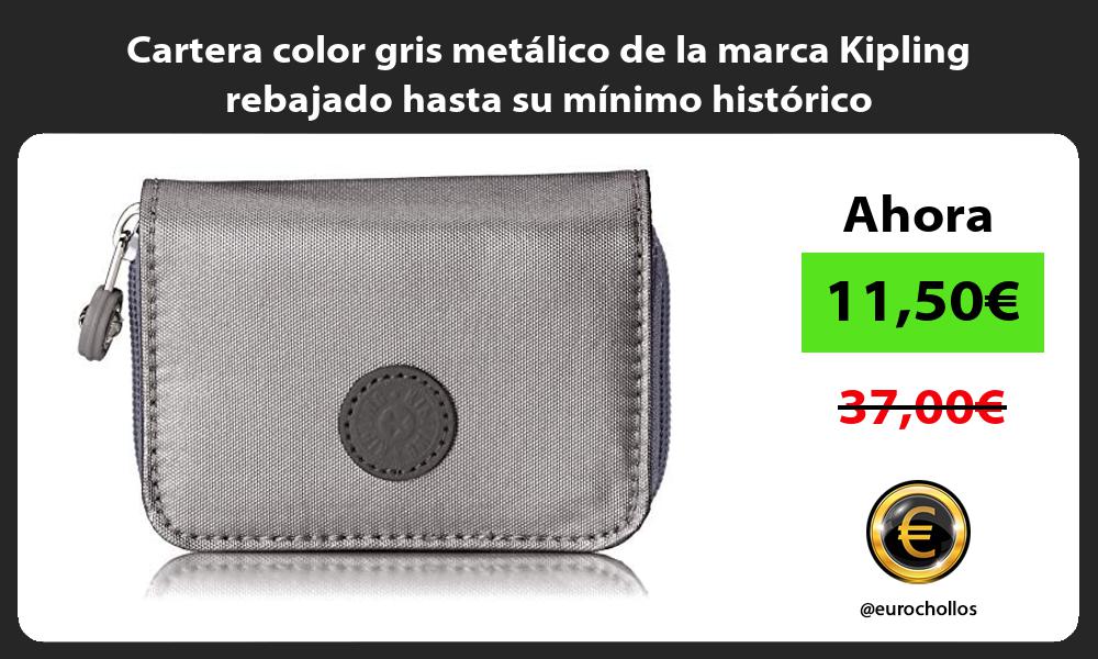 Cartera color gris metálico de la marca Kipling rebajado hasta su mínimo histórico