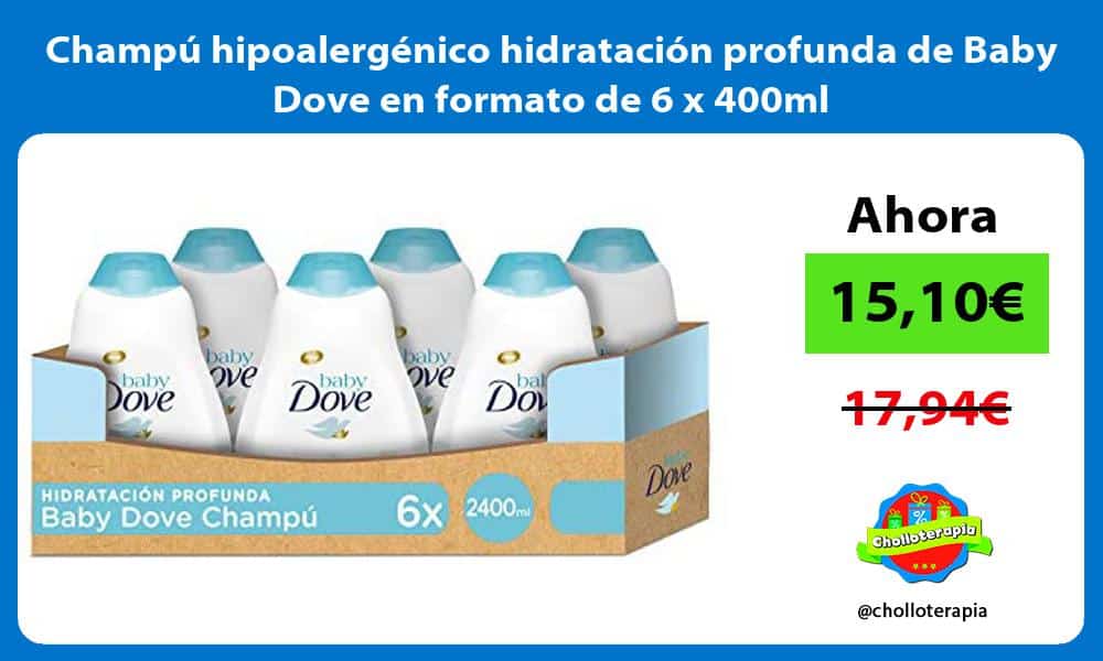 Champú hipoalergénico hidratación profunda de Baby Dove en formato de 6 x 400ml