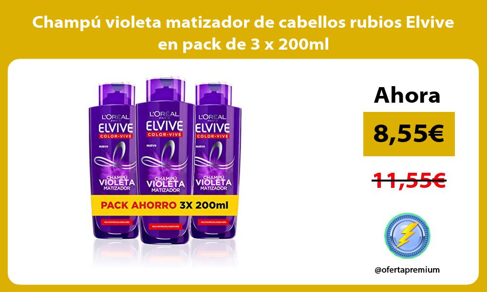 Champú violeta matizador de cabellos rubios Elvive en pack de 3 x 200ml