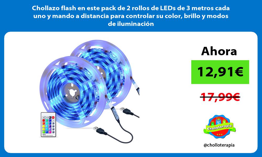Chollazo flash en este pack de 2 rollos de LEDs de 3 metros cada uno y mando a distancia para controlar su color brillo y modos de iluminación