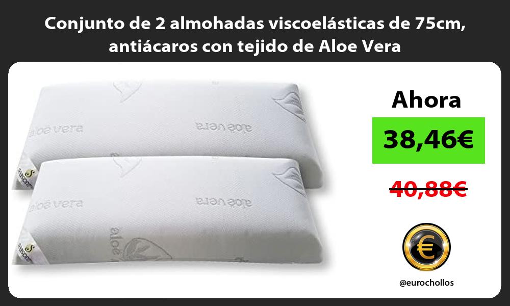 Conjunto de 2 almohadas viscoelásticas de 75cm antiácaros con tejido de Aloe Vera