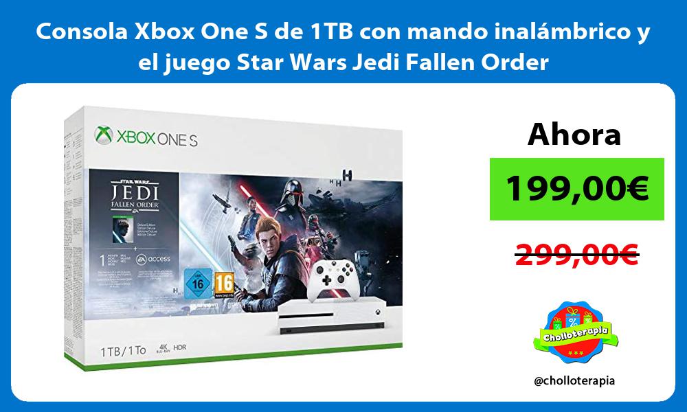 Consola Xbox One S de 1TB con mando inalámbrico y el juego Star Wars Jedi Fallen Order