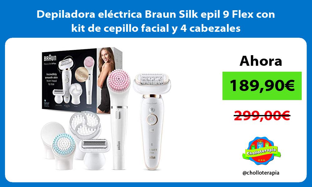 Depiladora eléctrica Braun Silk epil 9 Flex con kit de cepillo facial y 4 cabezales