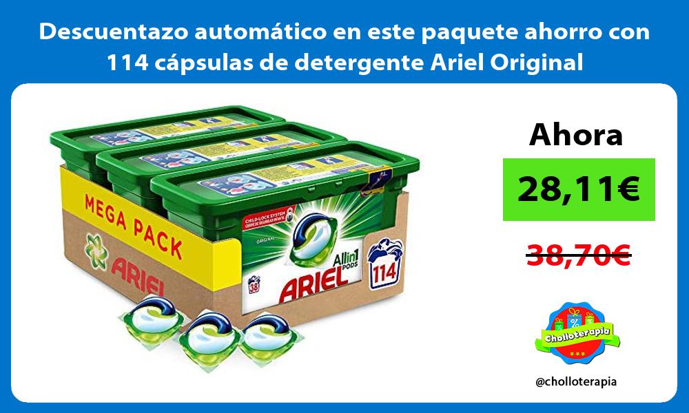 Descuentazo automático en este paquete ahorro con 114 cápsulas de detergente Ariel Original