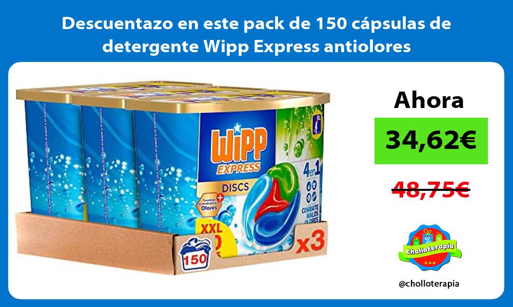 Descuentazo en este pack de 150 cápsulas de detergente Wipp Express antiolores