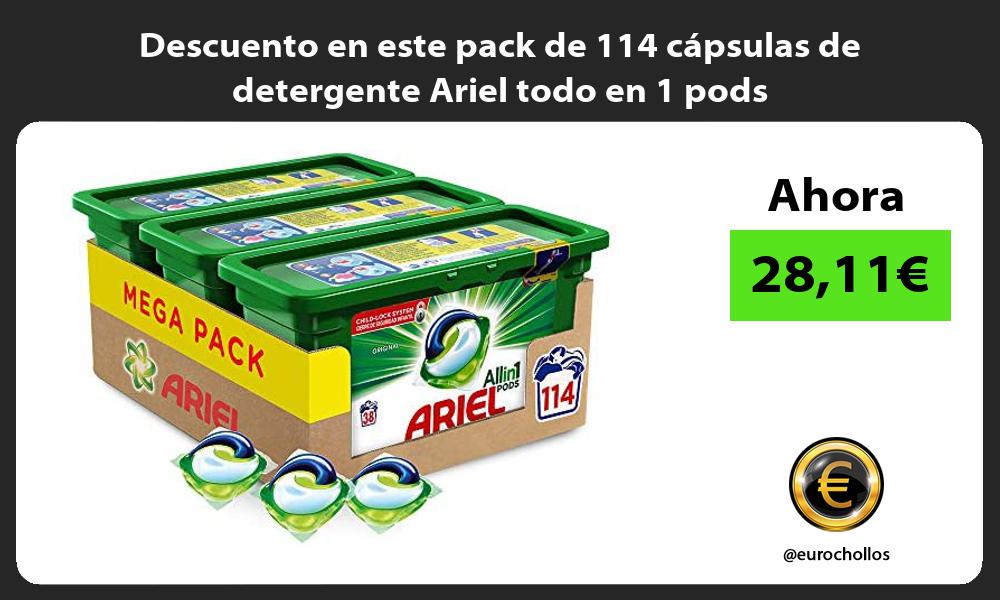 Descuento en este pack de 114 cápsulas de detergente Ariel todo en 1 pods