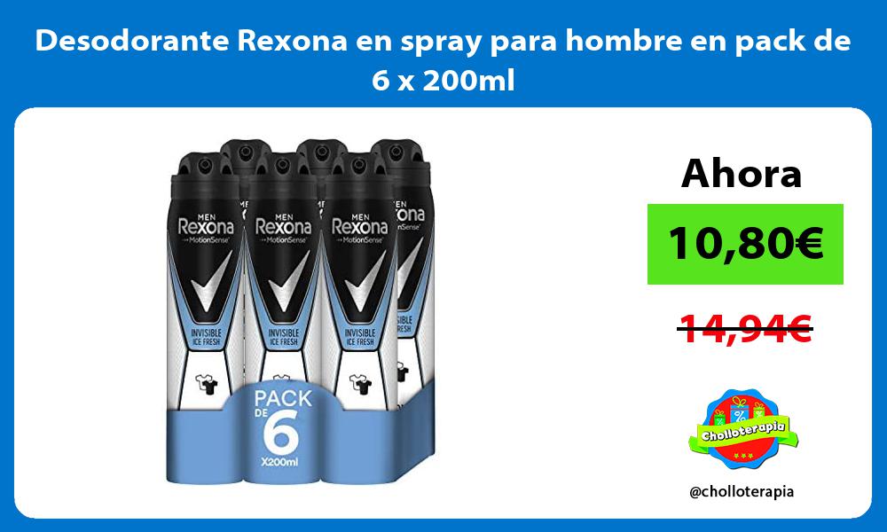 Desodorante Rexona en spray para hombre en pack de 6 x 200ml