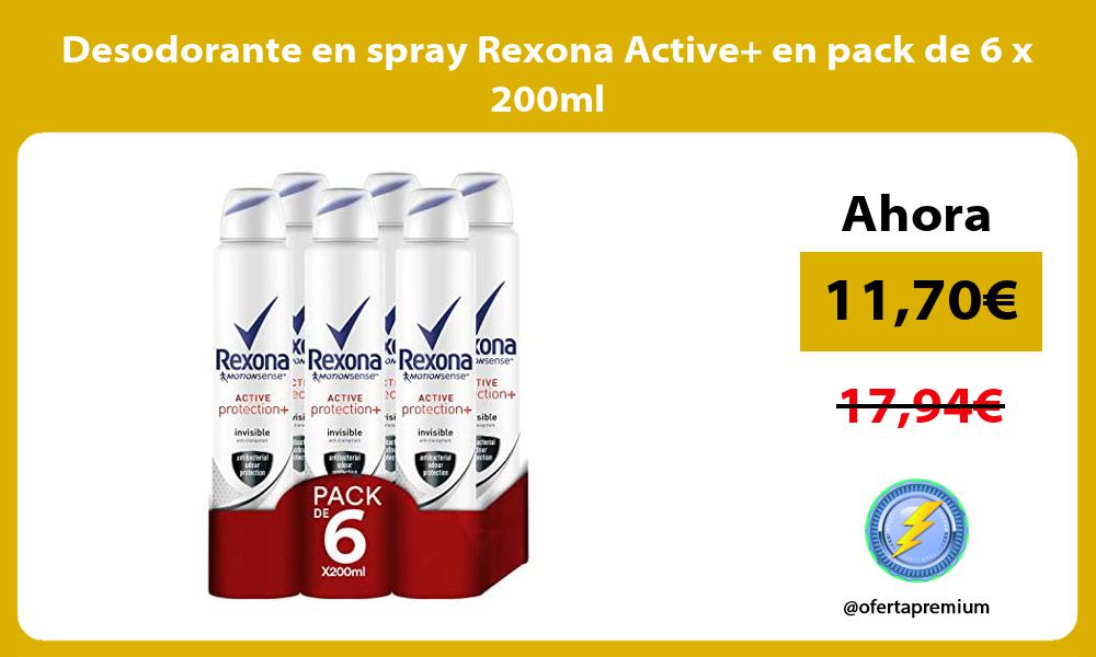 Desodorante en spray Rexona Active en pack de 6 x 200ml