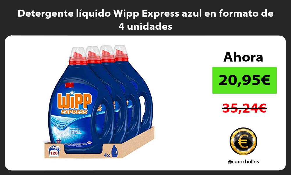 Detergente líquido Wipp Express azul en formato de 4 unidades