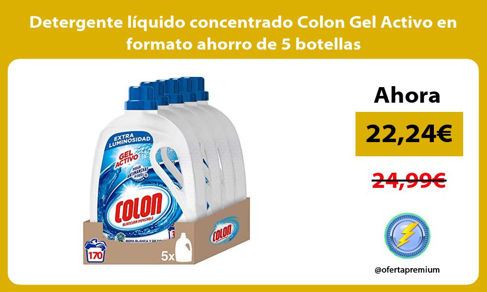 Detergente líquido concentrado Colon Gel Activo en formato ahorro de 5 botellas