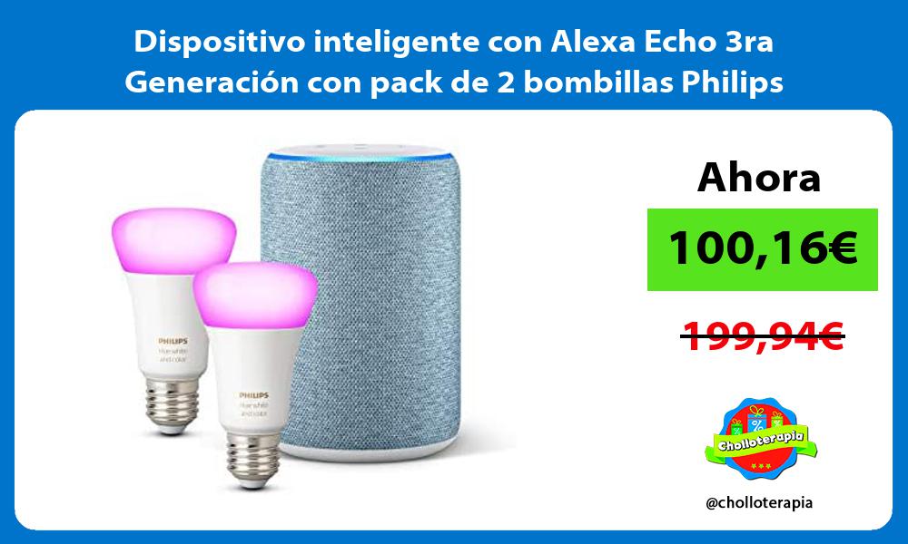 Dispositivo inteligente con Alexa Echo 3ra Generación con pack de 2 bombillas Philips