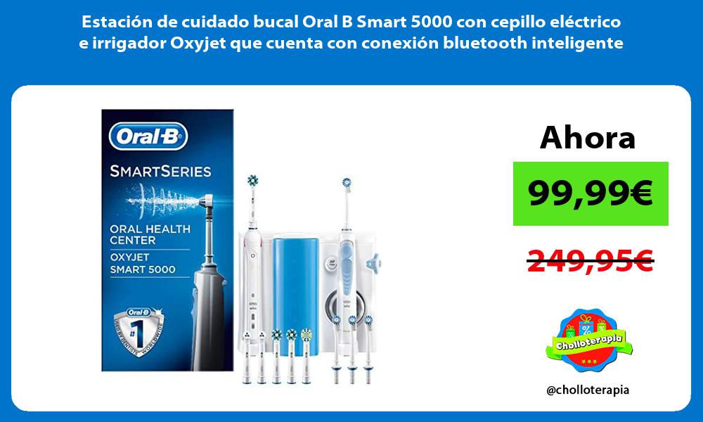 Estación de cuidado bucal Oral B Smart 5000 con cepillo eléctrico e irrigador Oxyjet que cuenta con conexión bluetooth inteligente