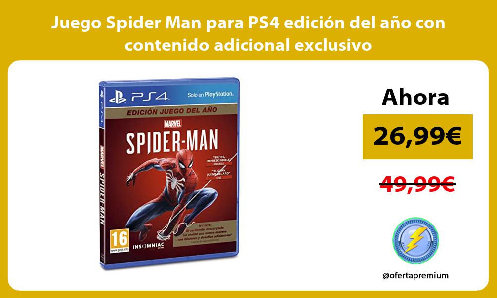 Juego Spider Man para PS4 edición del año con contenido adicional exclusivo