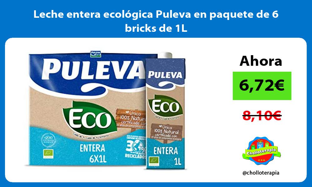 Leche entera ecológica Puleva en paquete de 6 bricks de 1L