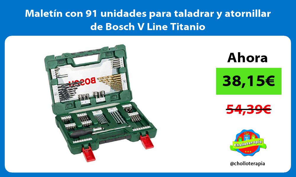 Maletín con 91 unidades para taladrar y atornillar de Bosch V Line Titanio