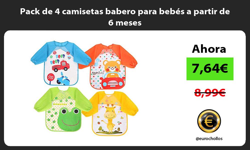 Pack de 4 camisetas babero para bebés a partir de 6 meses