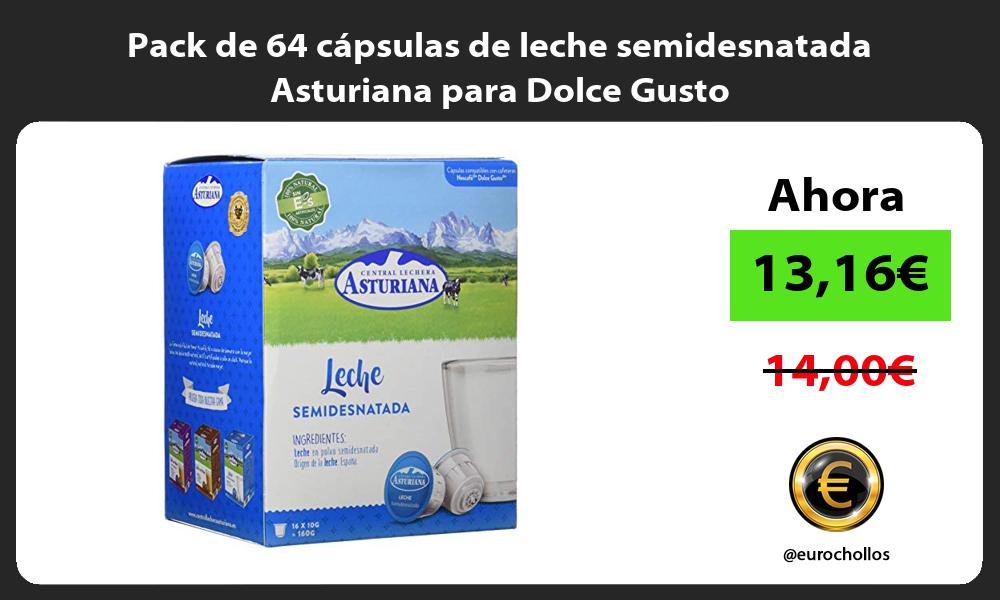 Pack de 64 cápsulas de leche semidesnatada Asturiana para Dolce Gusto