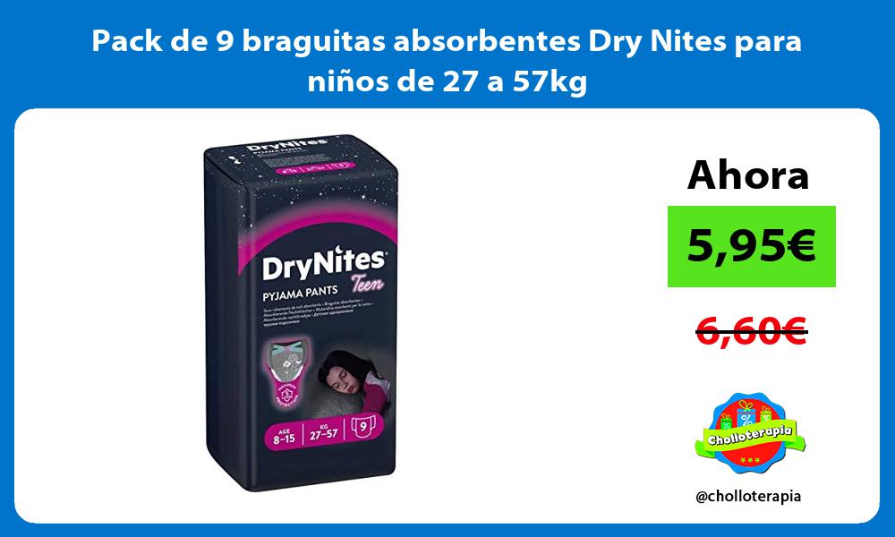 Pack de 9 braguitas absorbentes Dry Nites para niños de 27 a 57kg