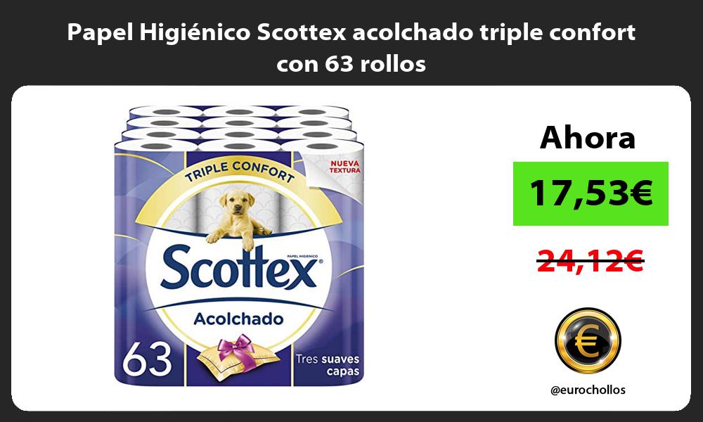 Papel Higiénico Scottex acolchado triple confort con 63 rollos
