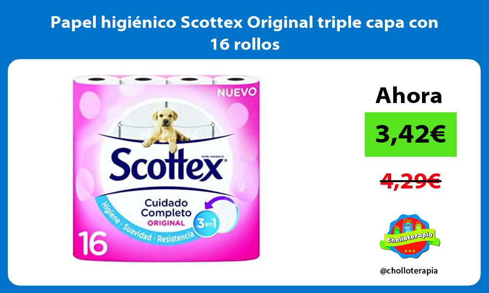 Papel higiénico Scottex Original triple capa con 16 rollos